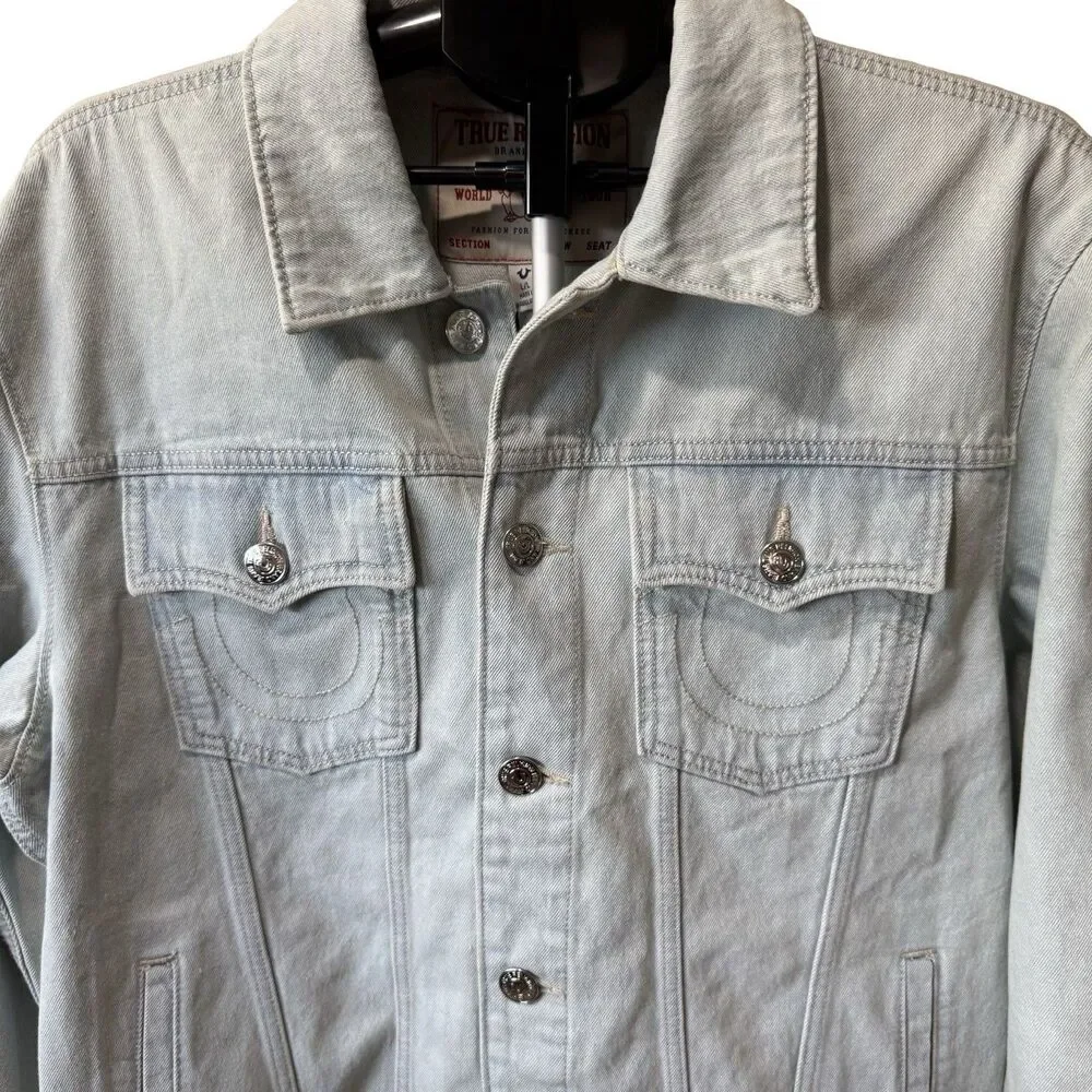 NWT True‎ Religion Jesse Trucker Denim Jacket Light Blossom Wash Men’s large